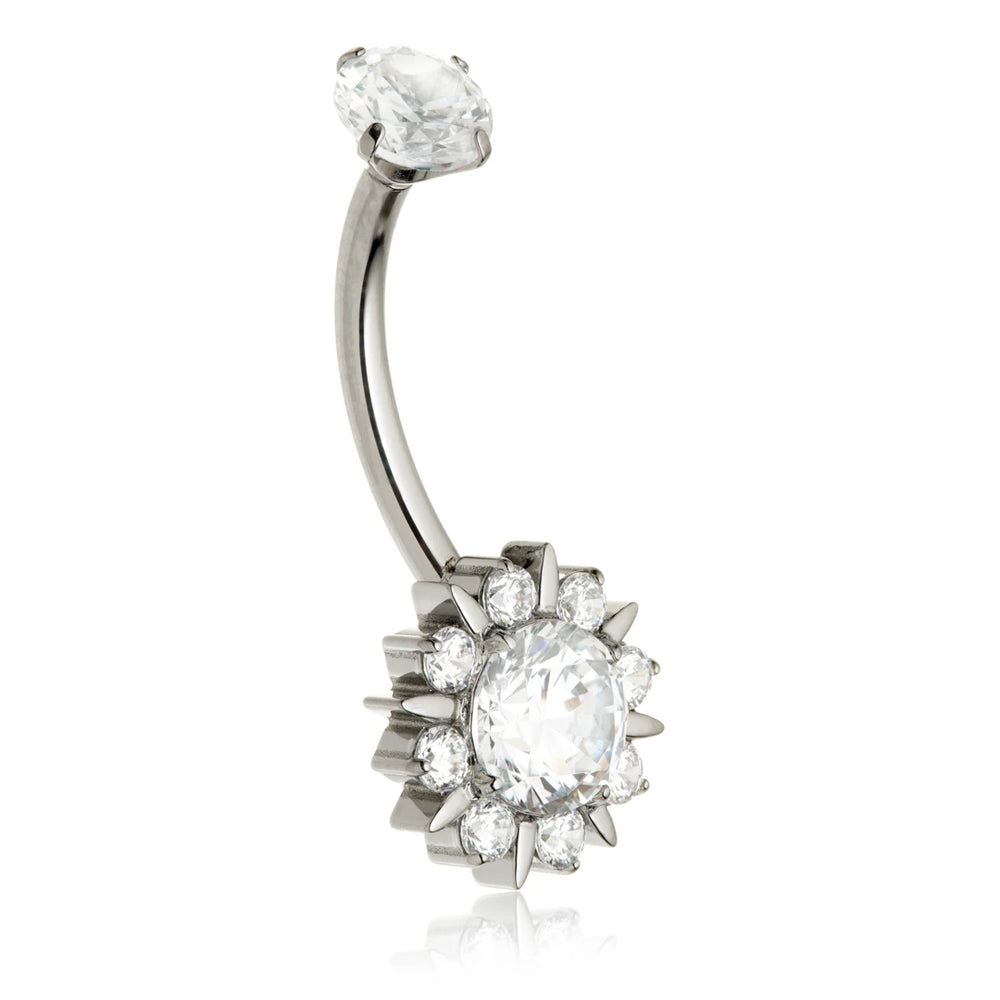 Ti Internal Gem Cluster Navel Bar