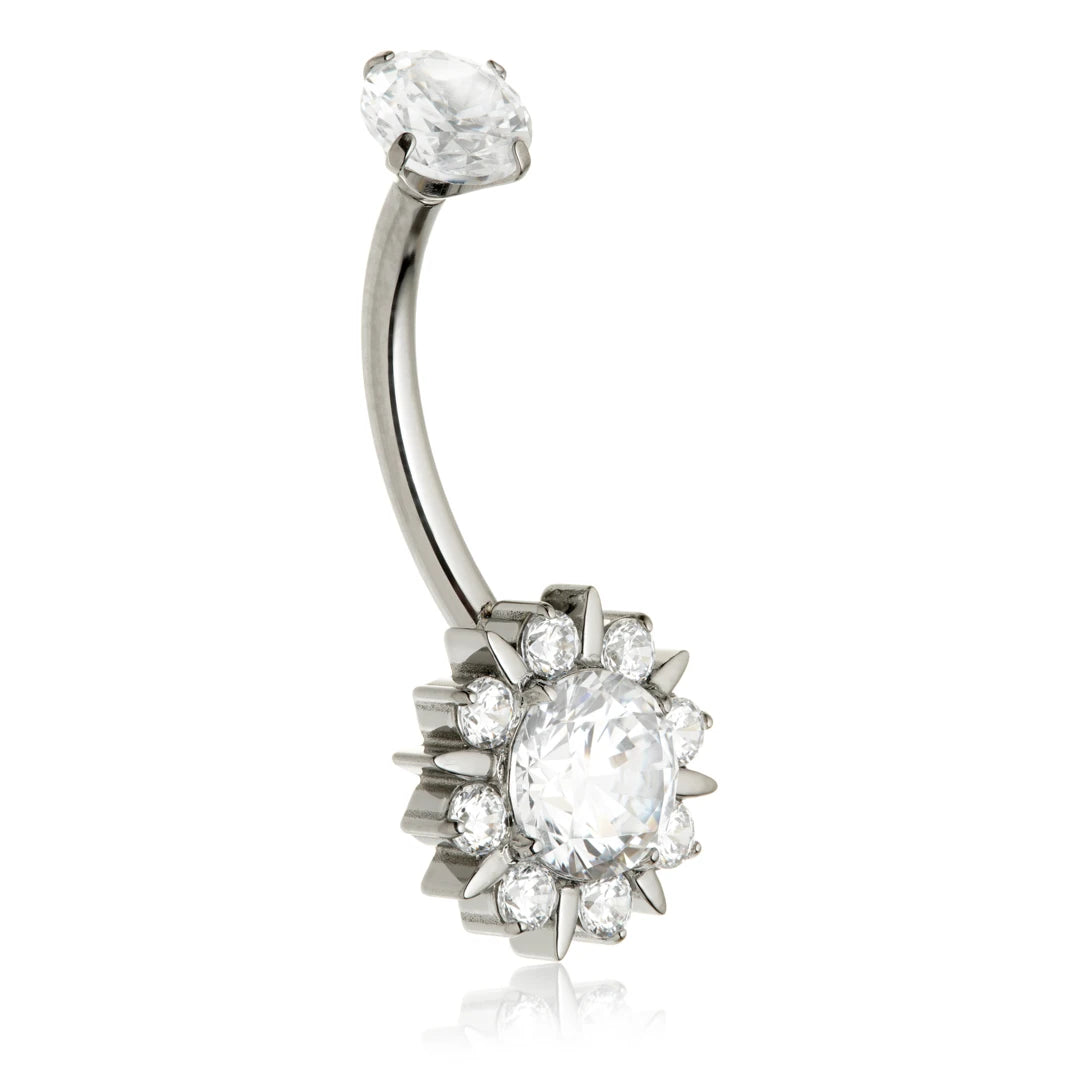 Ti Internal Gem Cluster Navel Bar