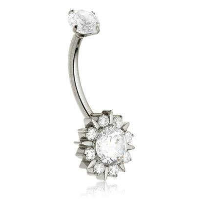 Ti Internal Gem Cluster Navel Bar