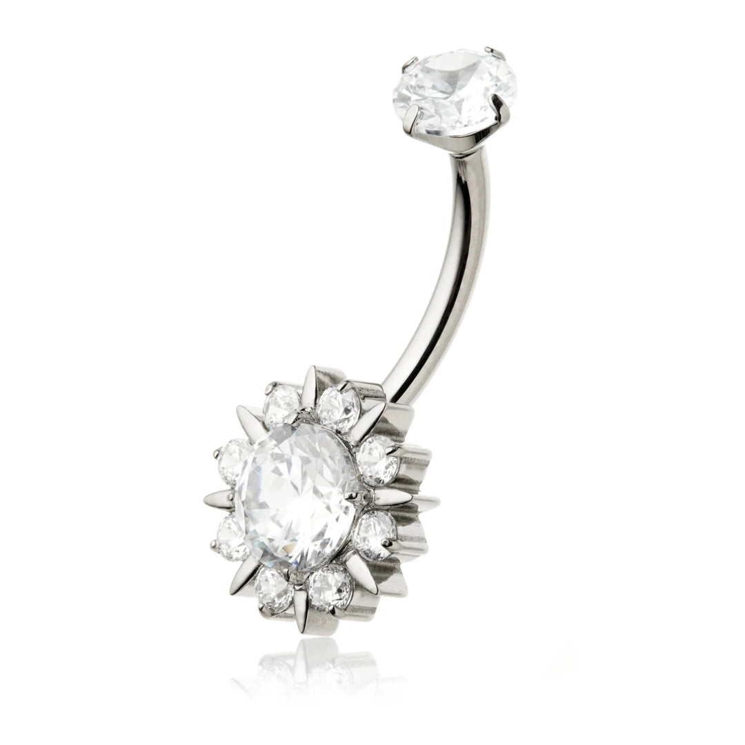 Ti Internal Gem Cluster Navel Bar