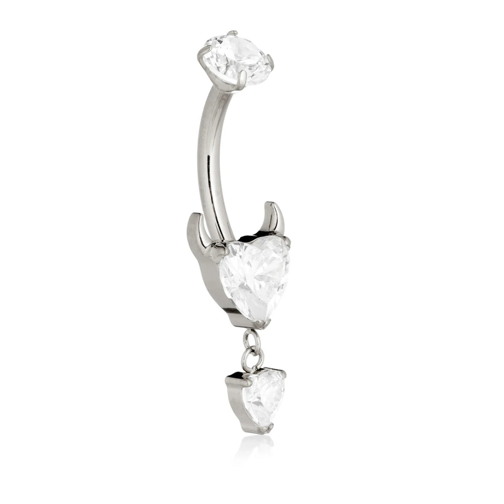 Ti Internal Horny Heart Navel Bar