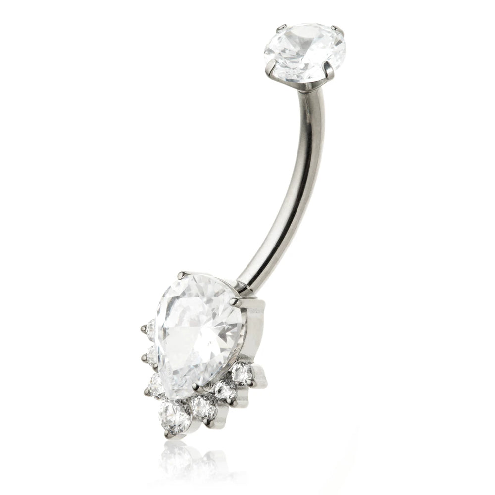 Ti Internal Teardrop Cluster Navel Bar