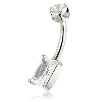 Ti Internal Jewelled Rectangle Belly Bar
