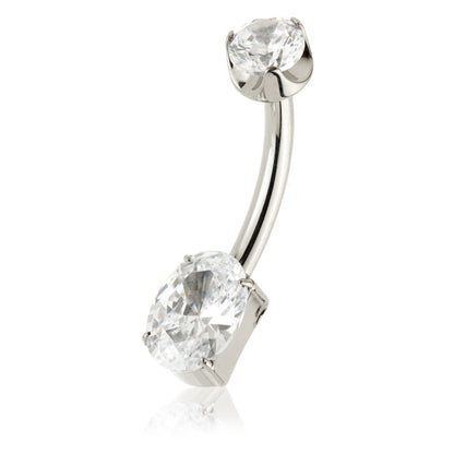 Titanium Jewelled Oval Belly Bar