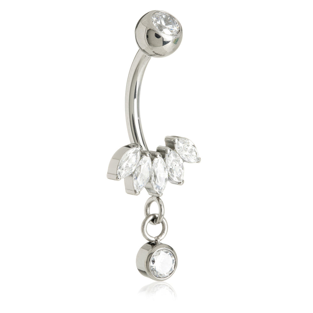 Ti Internal Marquise Crescent With Hanging Bezel Navel Bar
