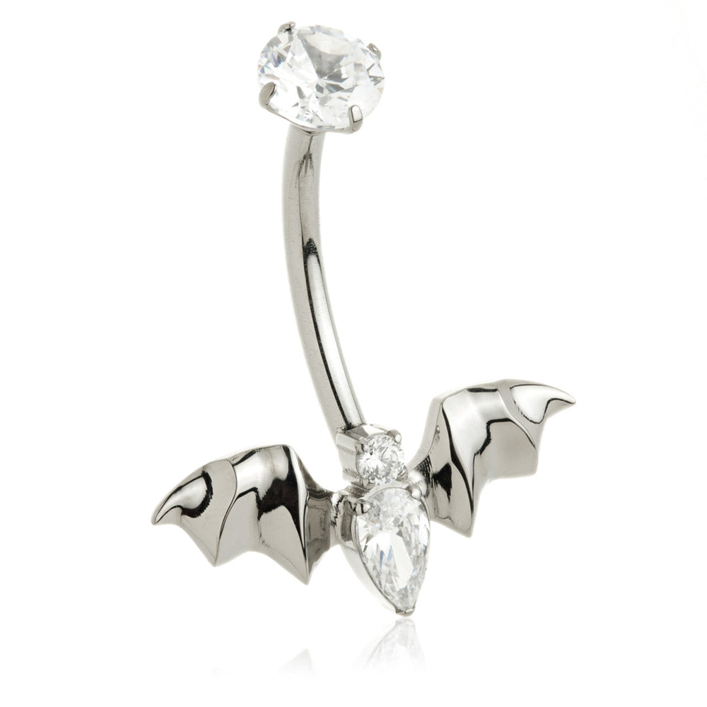 Ti Internal Jewelled Bat Navel Bar