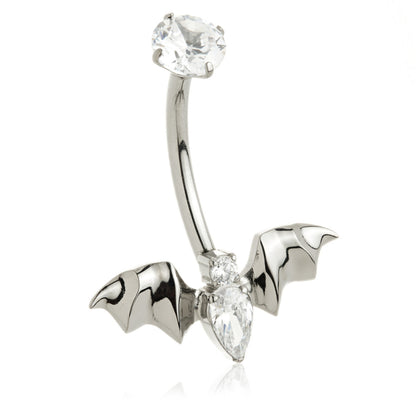 Ti Internal Jewelled Bat Navel Bar