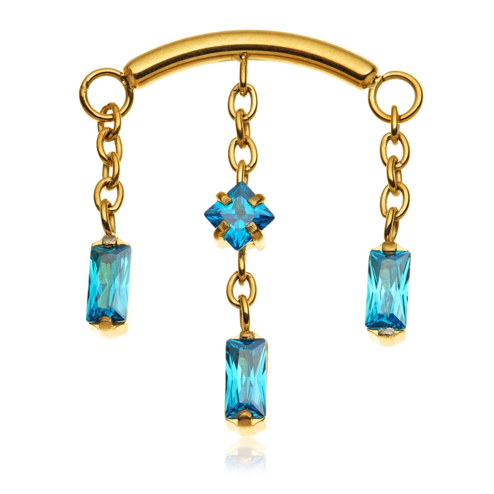 Gold PVD Ti Internal Hanging Chain With Baguette and Square Attachment
