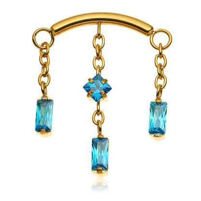 Gold PVD Ti Internal Hanging Chain With Baguette and Square Attachment