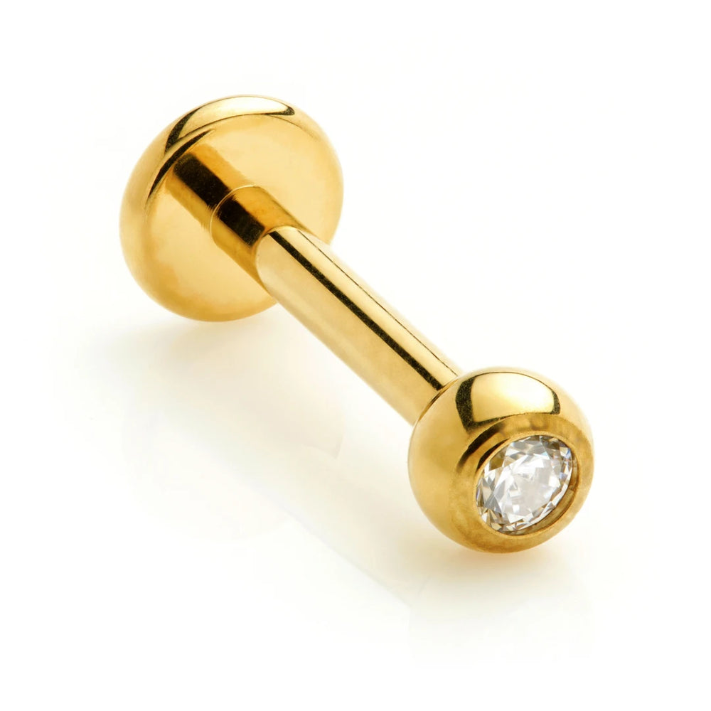Gold PVD Ti Internal Labret with Gem Ball Attachment
