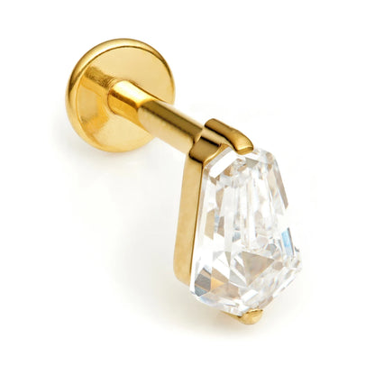 Gold Ti Internal Labret with Tapered Baguette Gem Attachment