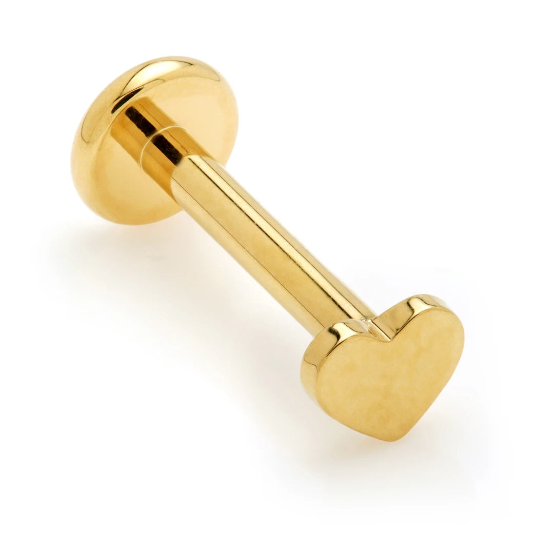 Gold PVD Ti Internal Labret with Heart Attachment