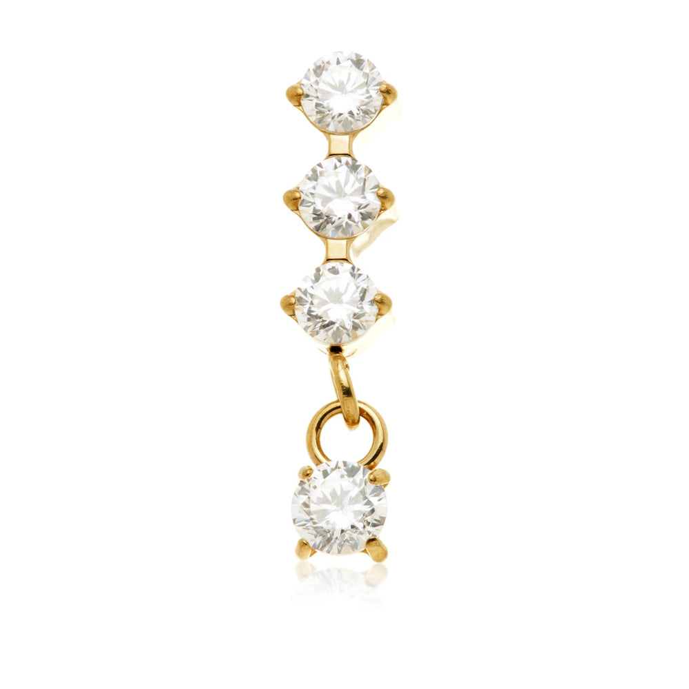 Gold PVD Ti Internal Triple Gem with Hanging Gem Attachment