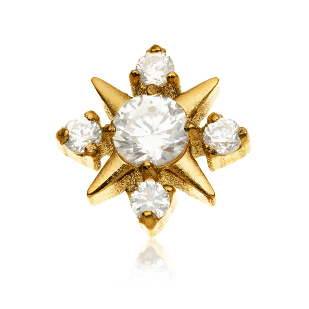 Gold PVD Ti Internal Multi Gem Eight Pointed Star Attachment