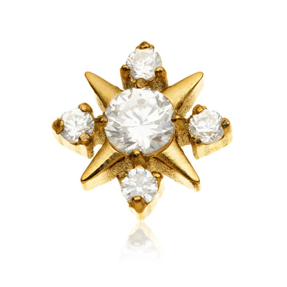 Gold PVD Ti Internal Multi Gem Eight Pointed Star Attachment