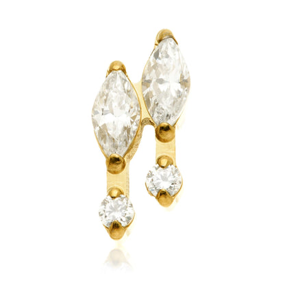 Gold PVD Ti Internal Double Marquise With Jewelled Beads Attachment