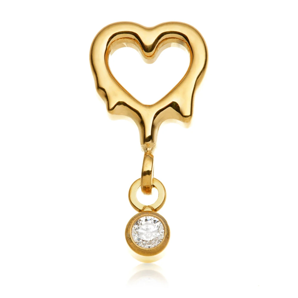 Gold PVD Ti Internal Molten Heart With Gem Attachment