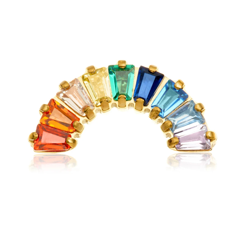 Gold PVD Ti Internal Rainbow Multi-Coloured Gem Attachment 