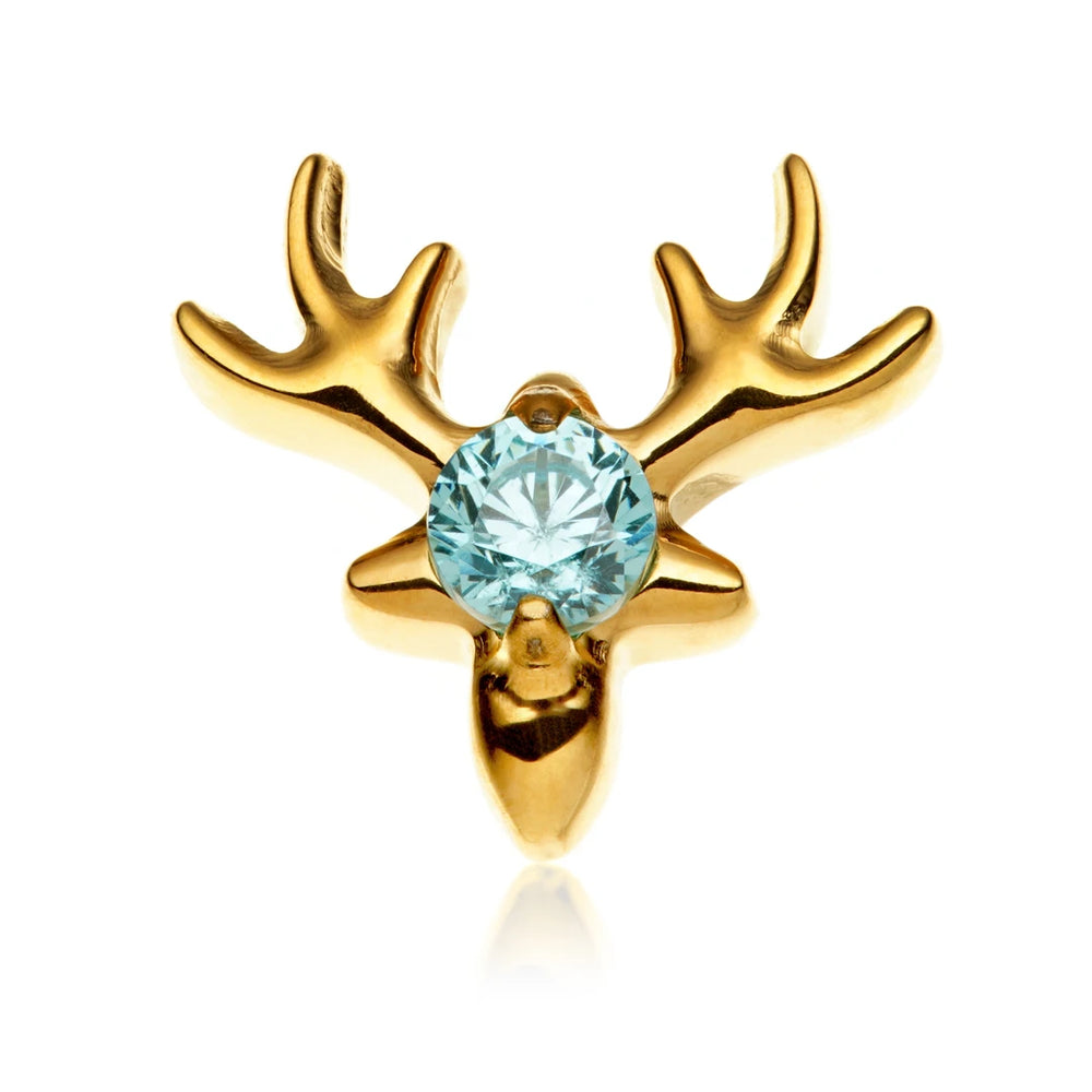 Gold PVD Ti Internal Jewelled Deer Head Attachment
