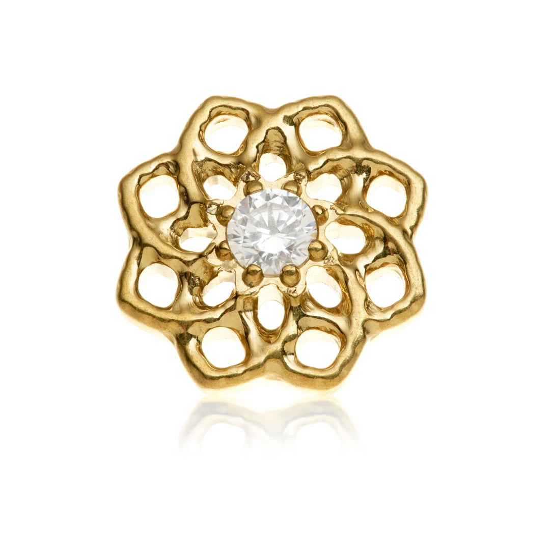 Gold PVD Ti Internal Jewelled Open Petal Flower Attachment