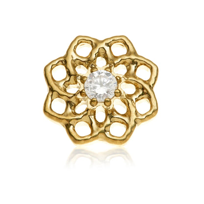 Gold PVD Ti Internal Jewelled Open Petal Flower Attachment