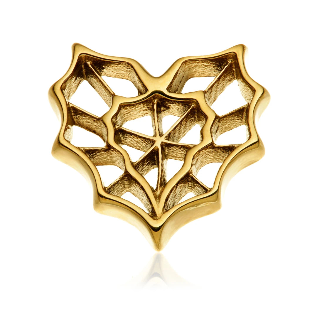 Gold PVD Ti Internal Spider Web Heart Attachment