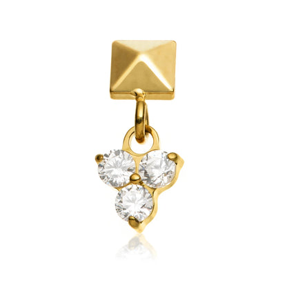 Gold PVD Ti Internal Square Attachment With Hanging Trinity Charm