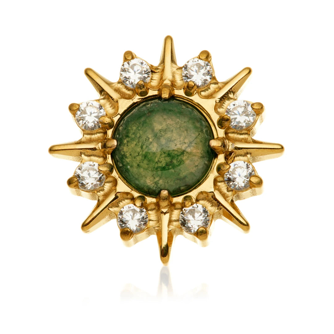 Gold PVD Ti Internal Moss Agate Gem Cluster Attachment