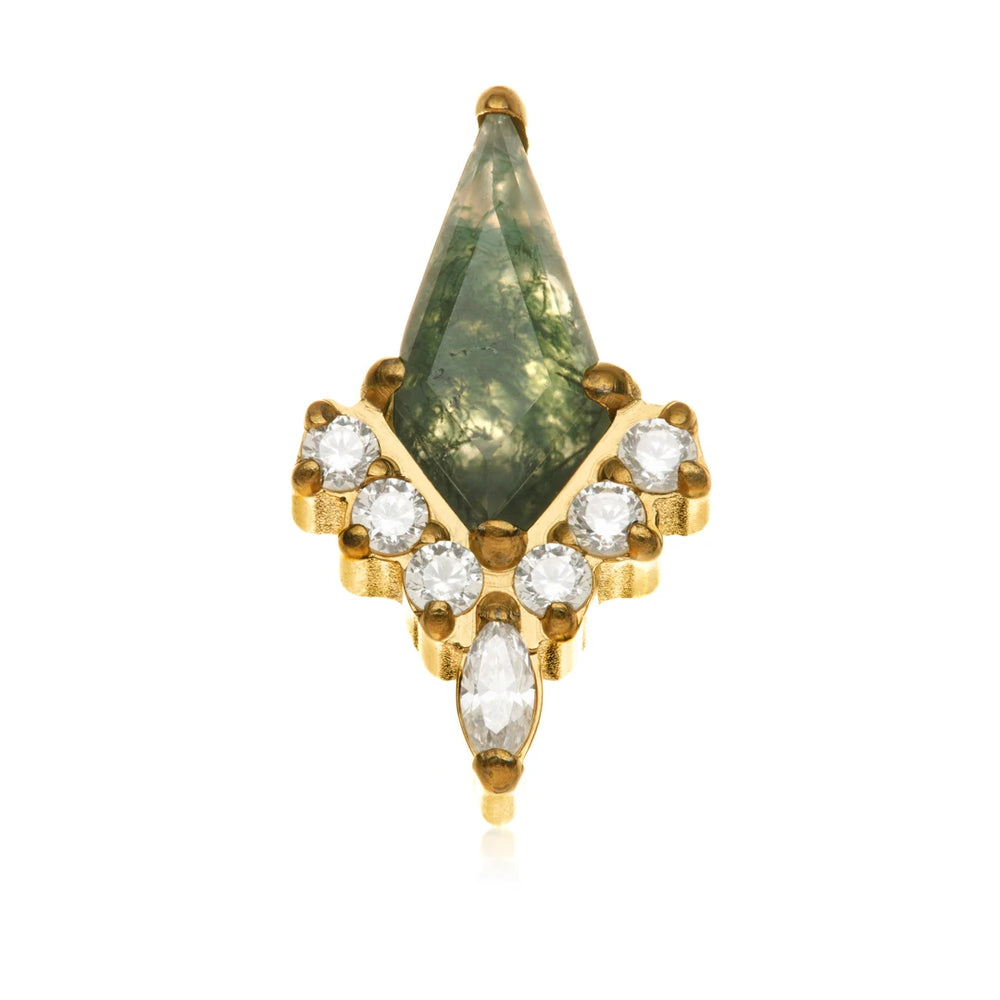 Gold PVD Ti Internal Moss Agate Kite Cluster Attachment