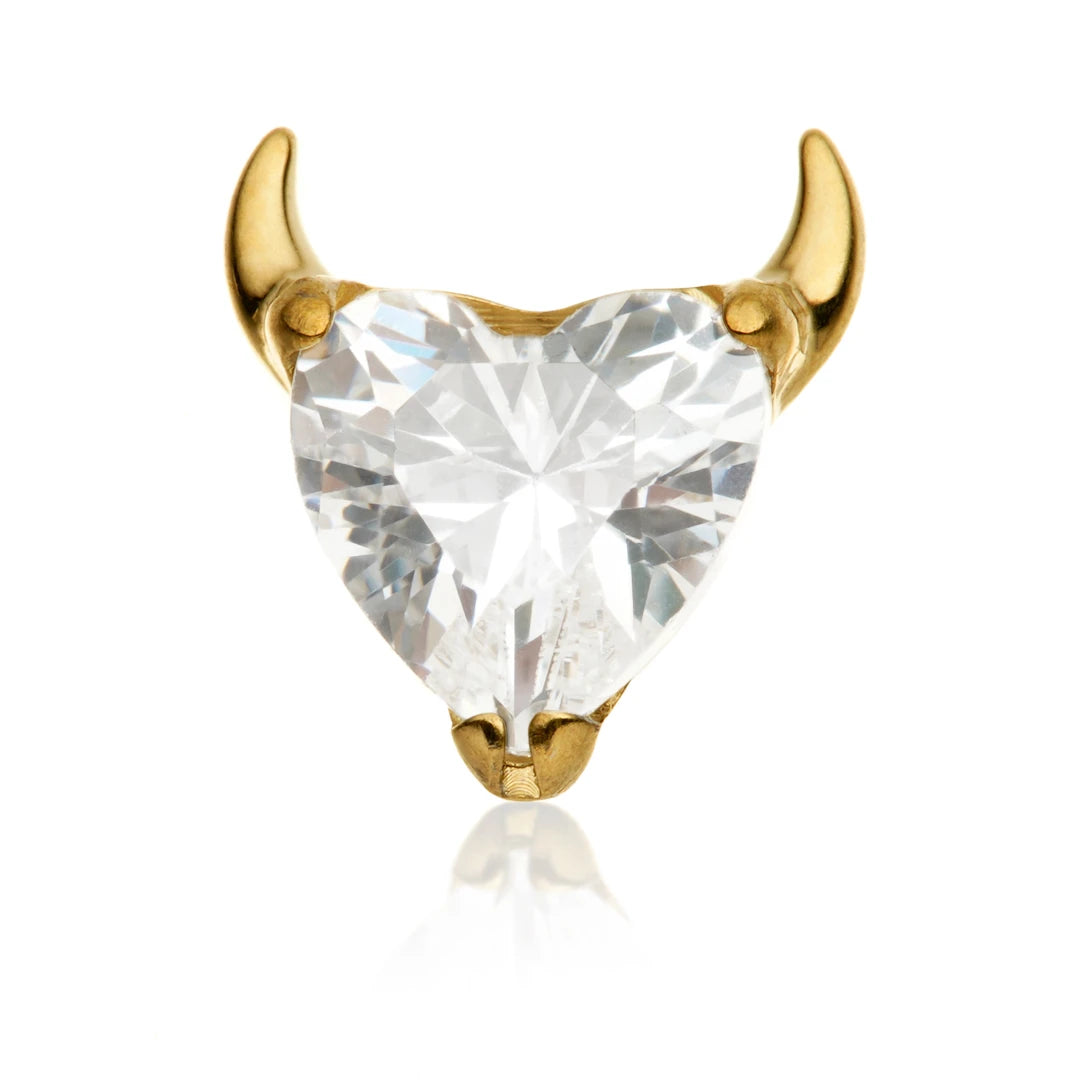 Gold PVD Ti Internal Jewelled Horny Heart Attachment