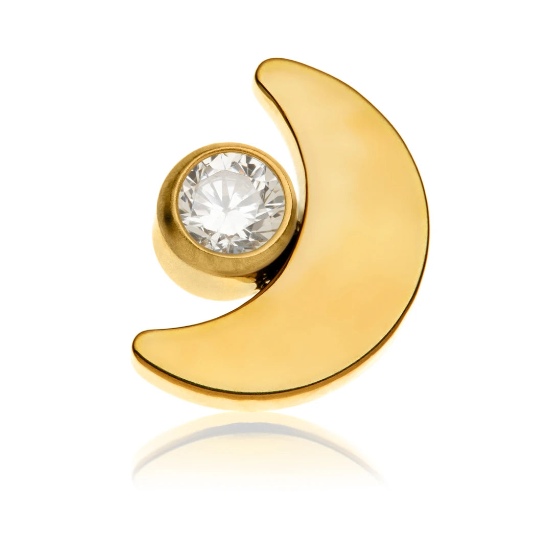 Gold PVD Ti Internal Moon with Gem Attachment