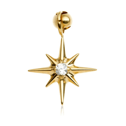 Gold PVD Ti Internal Hanging Jewelled North Star Labret