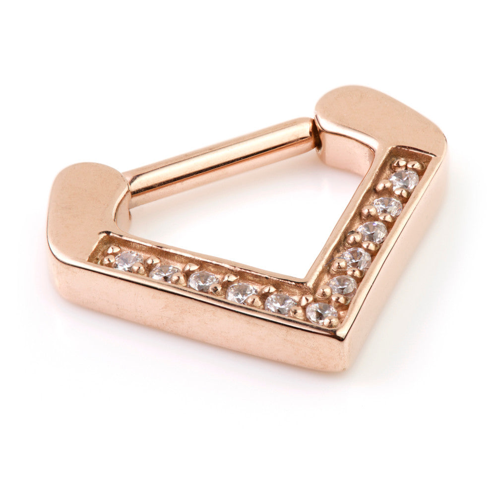 Rose Gold Steel Inverted Pavé Jewelled Triangle Septum Ring
