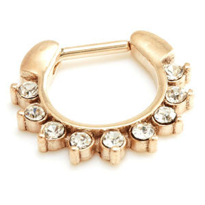 Rose Gold Steel Jewelled Septum Ring