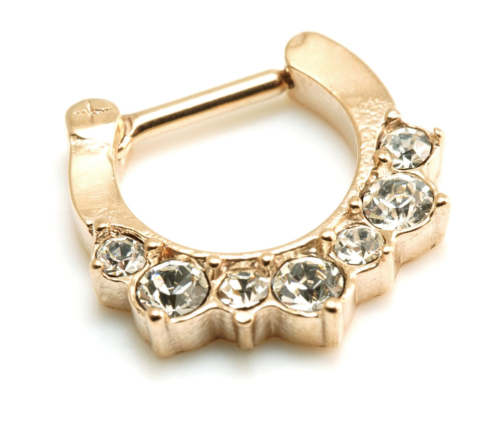 Rose Gold Steel 7 Jewelled Septum Ring