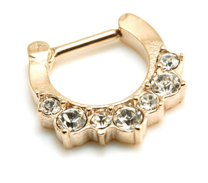Rose Gold Steel 7 Jewelled Septum Ring