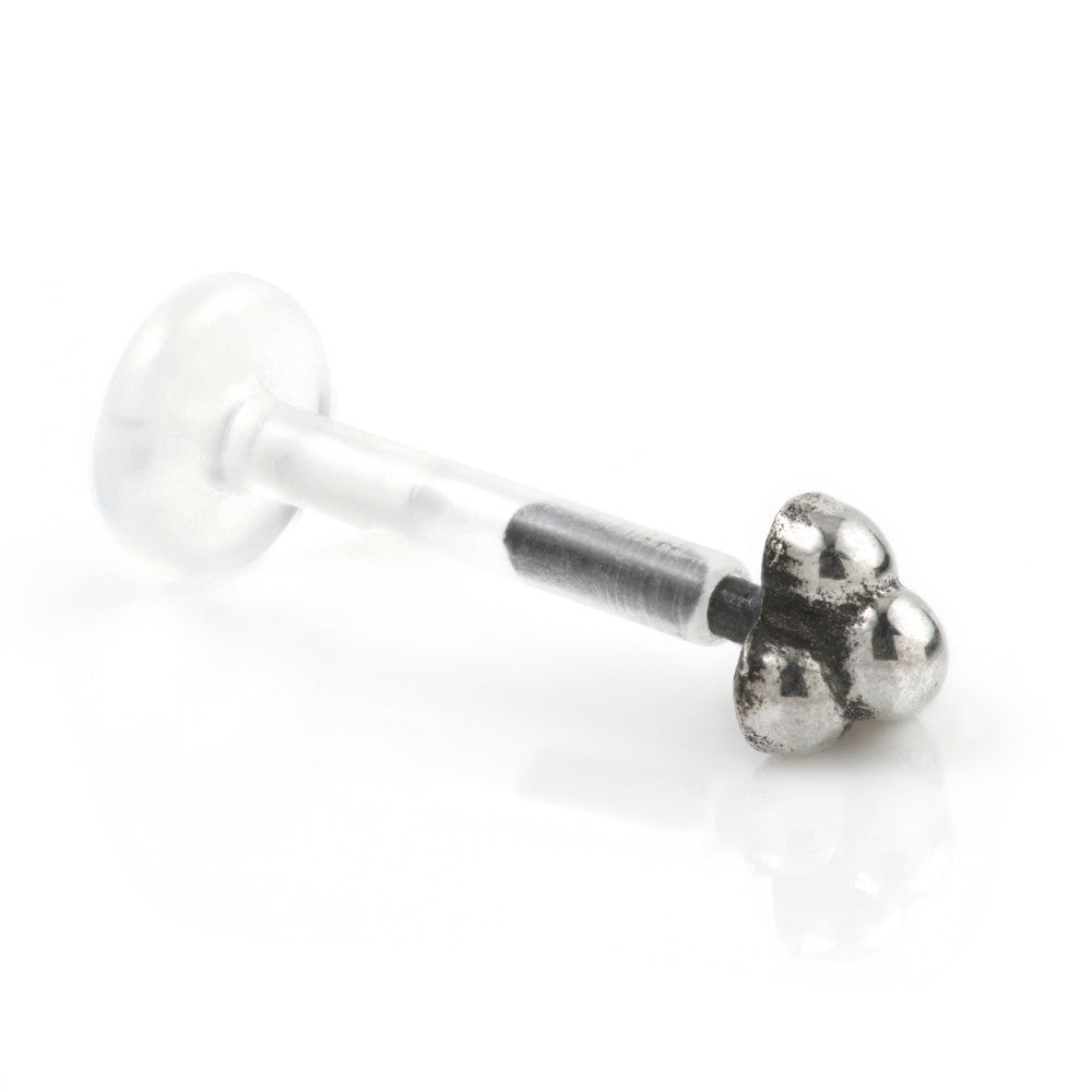 1x Silver & Plastic TriBead Labret
