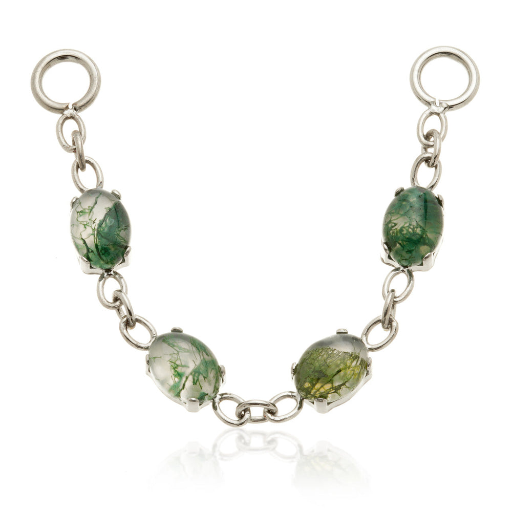Titanium Moss Agate Oval Chain Attachment
