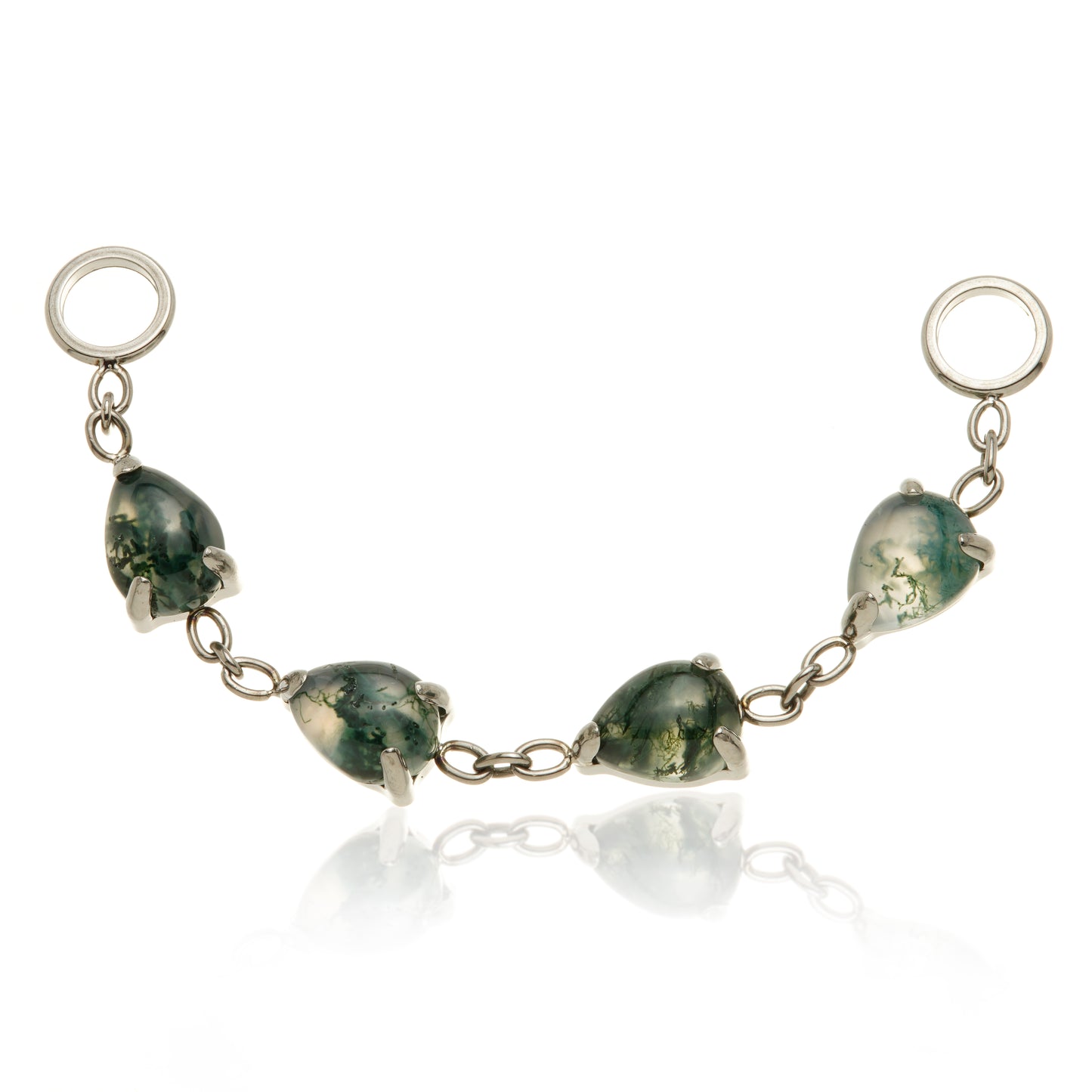 Titanium Moss Agate Multi Teardrop Chain Attachment