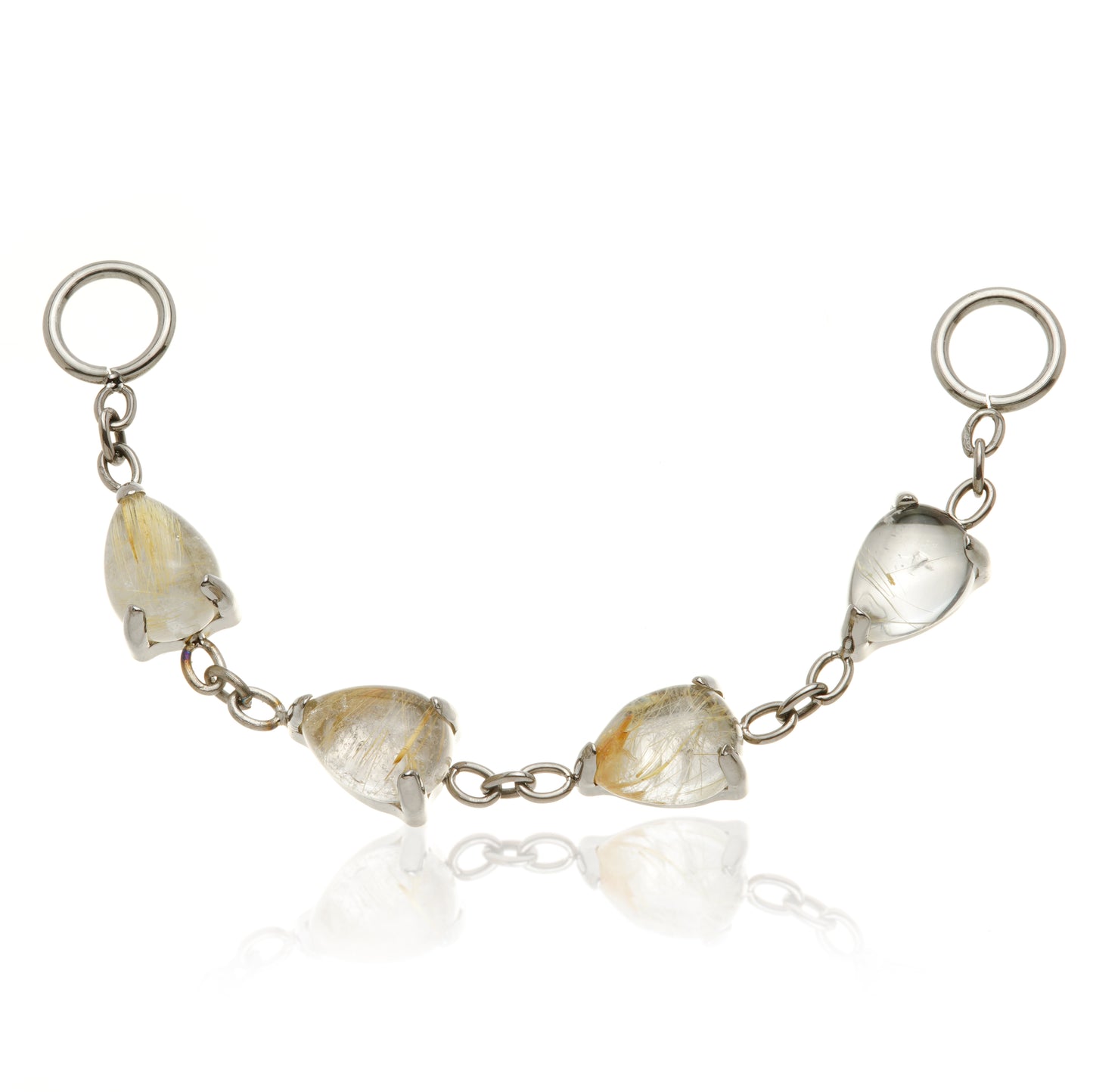 Titanium Rutilated Quartz Multi Teardrop Chain Attachment