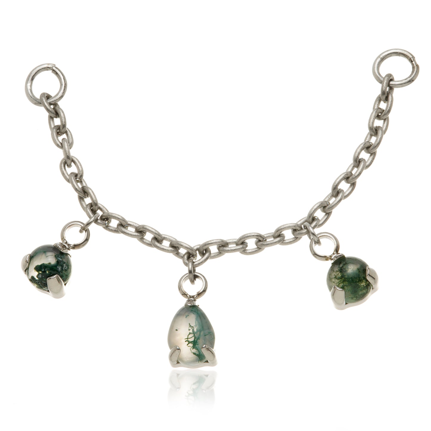 Titanium Moss Agate Multi Shape Chain Attachment