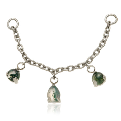Titanium Moss Agate Multi Shape Chain Attachment