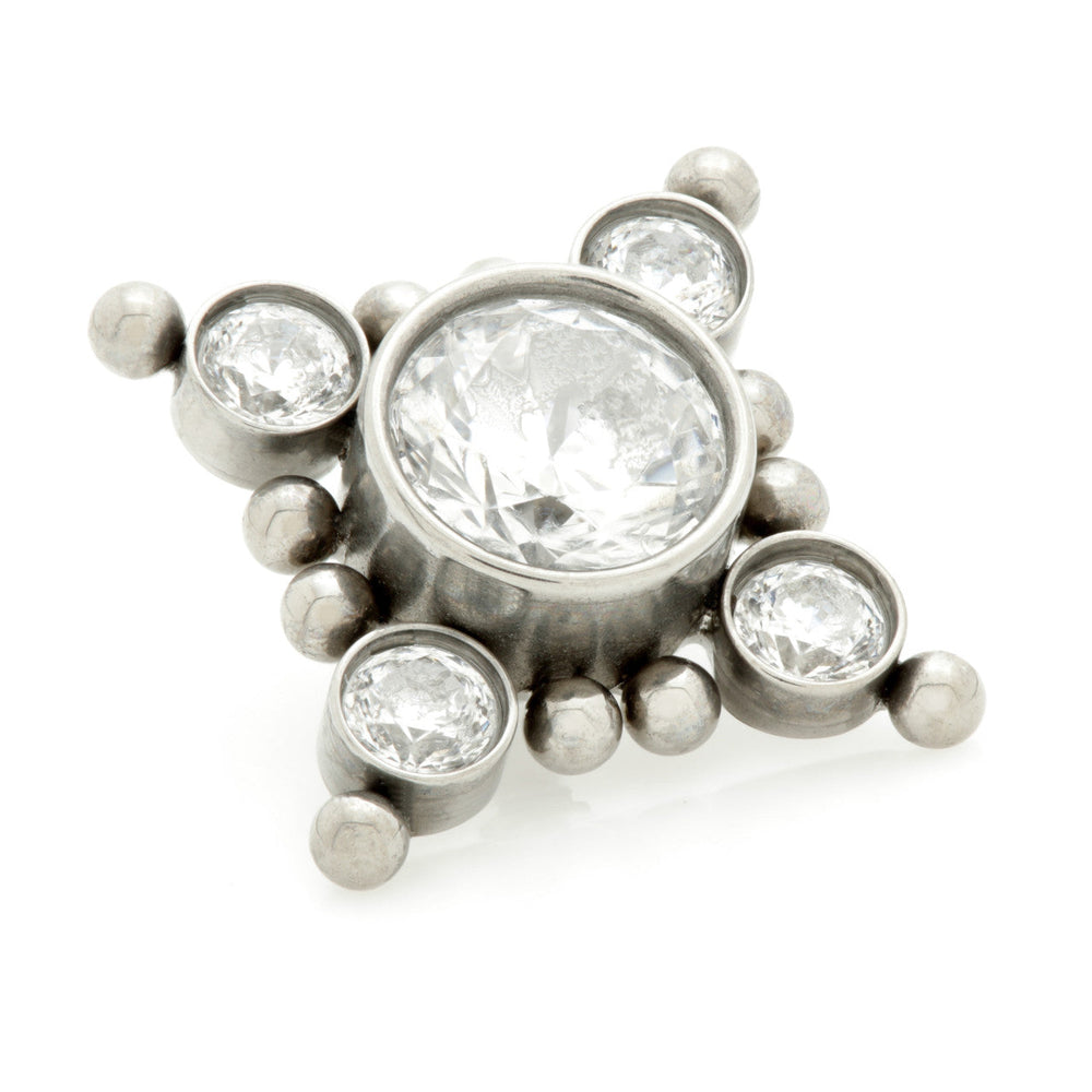 Ti Internal Jewelled Bezel Flower with 2 Beads Attachment (0.9mm thread)