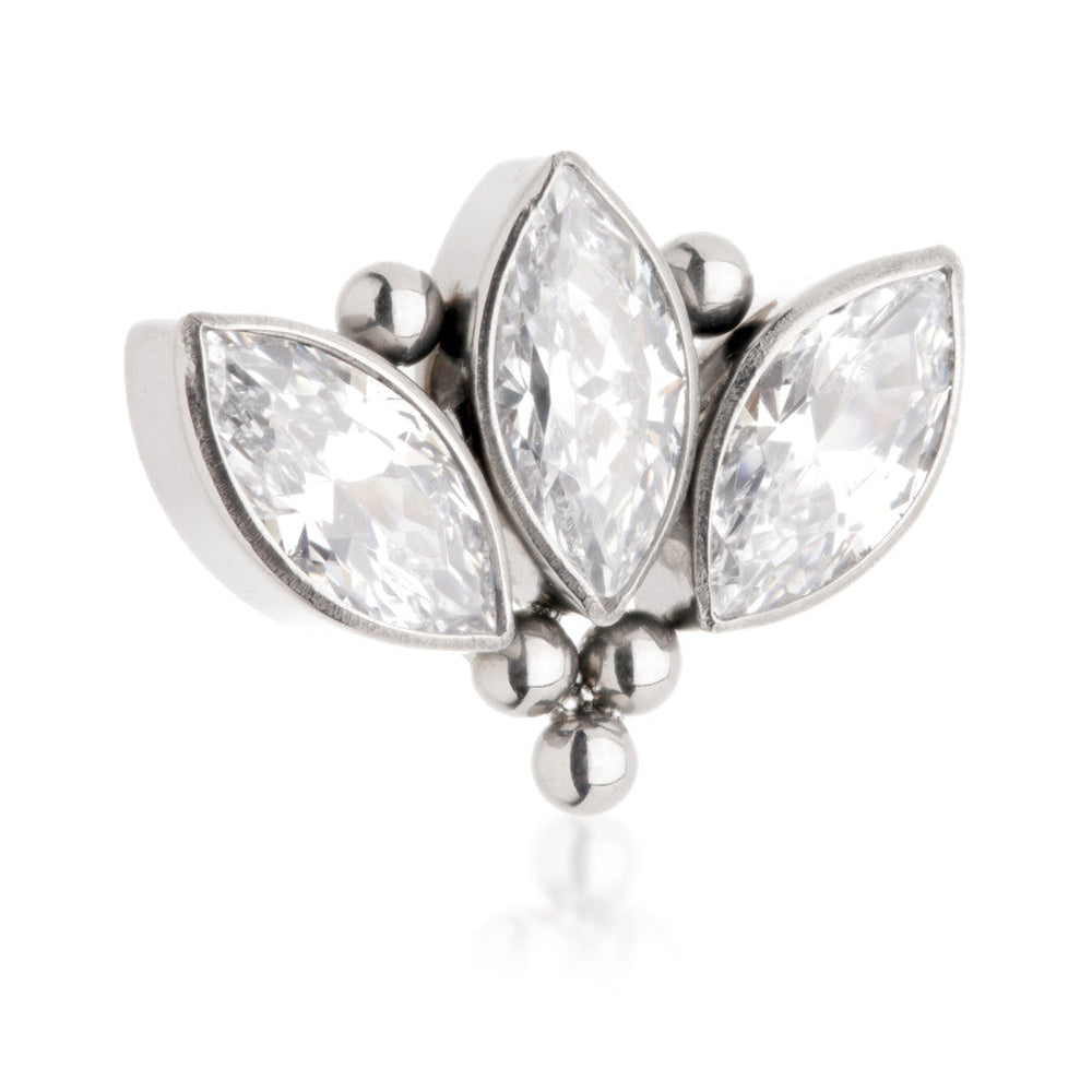 Ti Threadless Jewelled Triple Marquise with Tri Beads Attachment