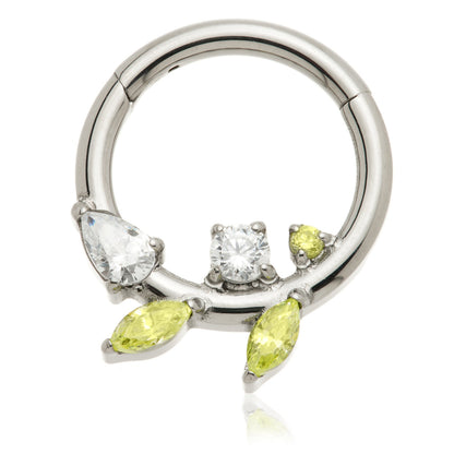 Ti Couture Multi Gem Leaf Hinged Ring