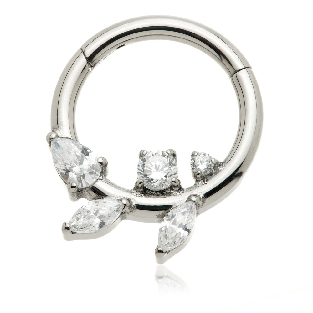 Ti Couture Multi Gem Leaf Hinged Ring