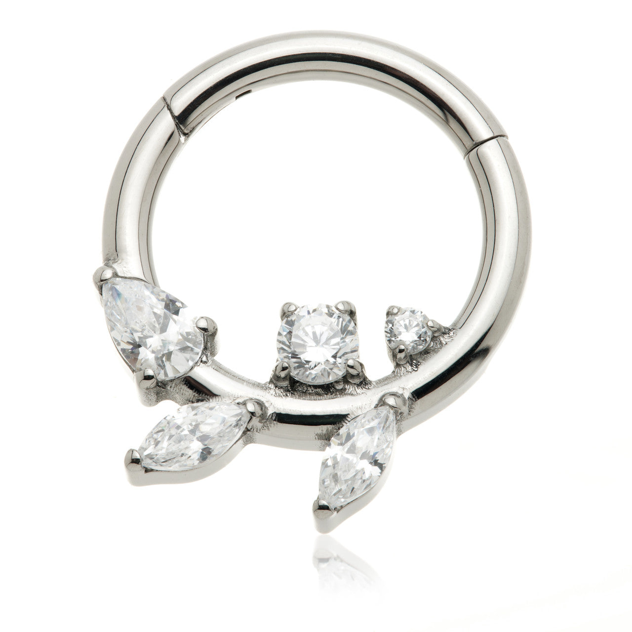 Ti Couture Multi Gem Leaf Hinged Ring