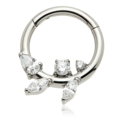 Ti Couture Multi Gem Leaf Hinged Ring