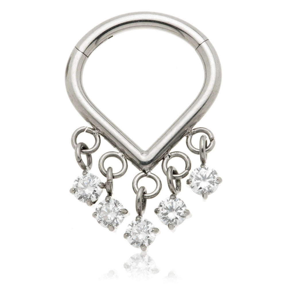 Ti Couture Titanium Wishbone Hanging Gem Hinged Ring