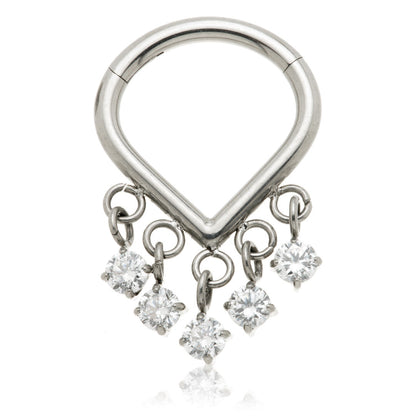 Ti Couture Titanium Wishbone Hanging Gem Hinged Ring